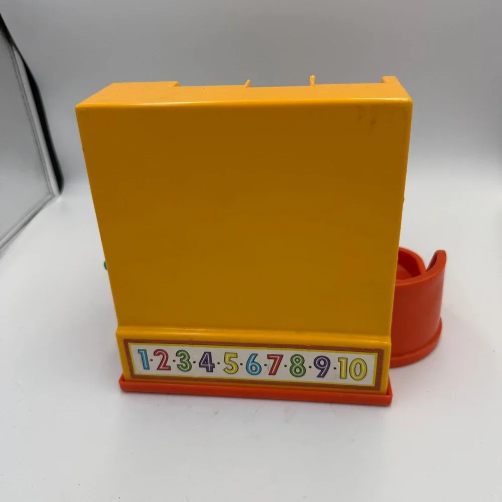 Vintage 1974 Fisher-Price Cash Register 926 Toy Yellow Orange Working Drawer
